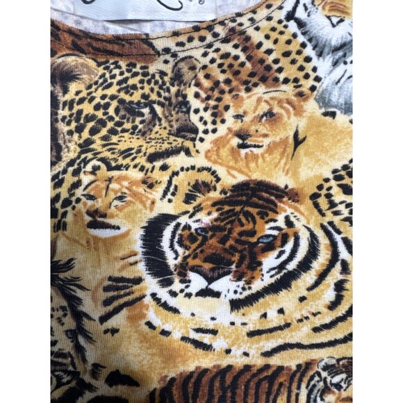 Claudia Richard Womens Animal Print Short Sleeve Top - Wild Cats Design - Picture 6 of 9